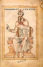 Изображение Кассиодора в рукописи Gesta Theodorici,1170-е годы
